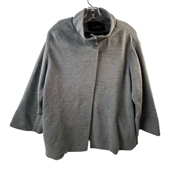 Biancalancia Women's Gray Geometric Wool Jacket Size Large Italian 46 Mid-Length - Picture 1 of 12